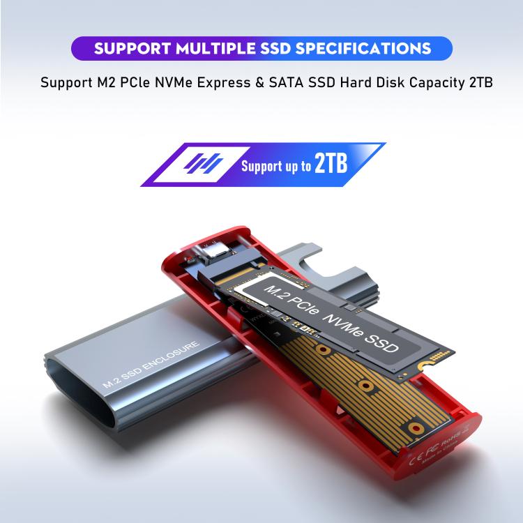 Box esterno M.2 NVMe/SATA SSD USB-C 10Gbps fino 2TB