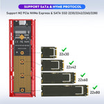 Box esterno M.2 NVMe/SATA SSD USB-C 10Gbps fino 2TB