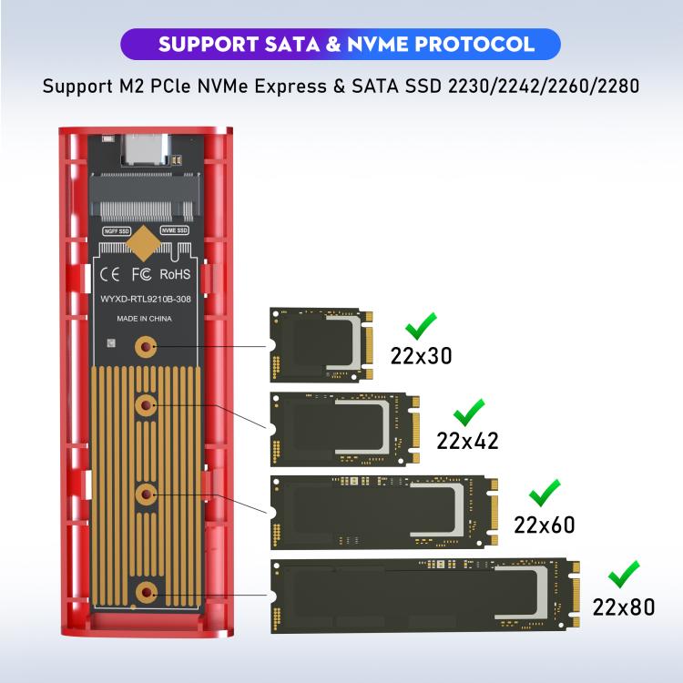 Box esterno M.2 NVMe/SATA SSD USB-C 10Gbps fino 2TB
