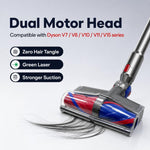 Testina di pulizia a doppio motore a trasmissione diretta, spazzola anti-groviglio, luce verde per la rilevazione della polvere., For Dyson V7/V8/V10/V11/V15, For Dyson V10 Slim/V12 Slim