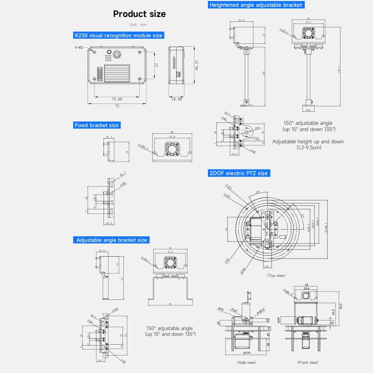 Modulo Visione Yahboom K230 con Touchscreen 2.4" e PTZ
