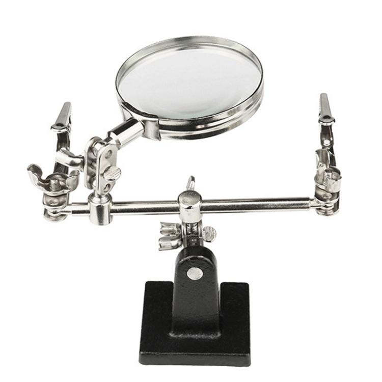 60mm Magnifying Glass With Auxiliary Clamp Soldering Iron Repair Circuit Board Desktop Magnifying Glass, 5X With Auxiliary Clamp