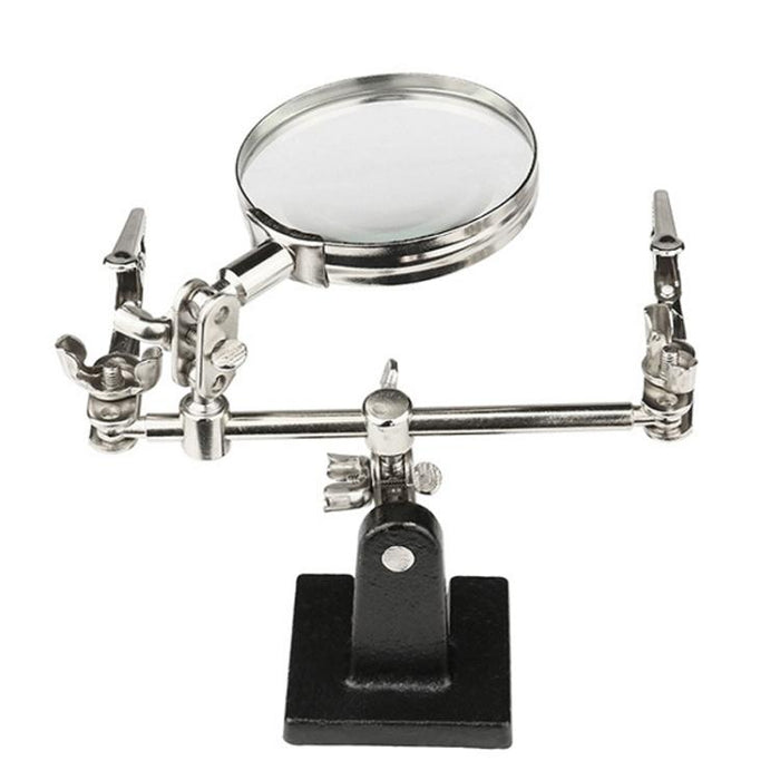 Lente d'ingrandimento da 60 mm con morsetto ausiliario, saldatore per riparazione di circuiti stampati, lente d'ingrandimento da tavolo, 5X With Auxiliary Clamp