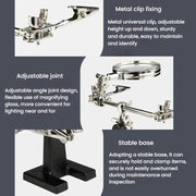 Lente d'ingrandimento da 60 mm con morsetto ausiliario, saldatore per riparazione di circuiti stampati, lente d'ingrandimento da tavolo, 5X With Auxiliary Clamp