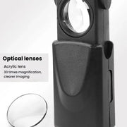 30X Jewelry Mirror Drawer-Style Telescopic Magnifying Glass With LED Lighting, 30X Telescopic With LED