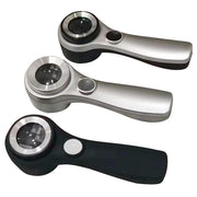 Lente d'ingrandimento in lega, ingrandimento 60x, ricarica USB, interruttore a sfioramento, luce LED e vetro ottico.