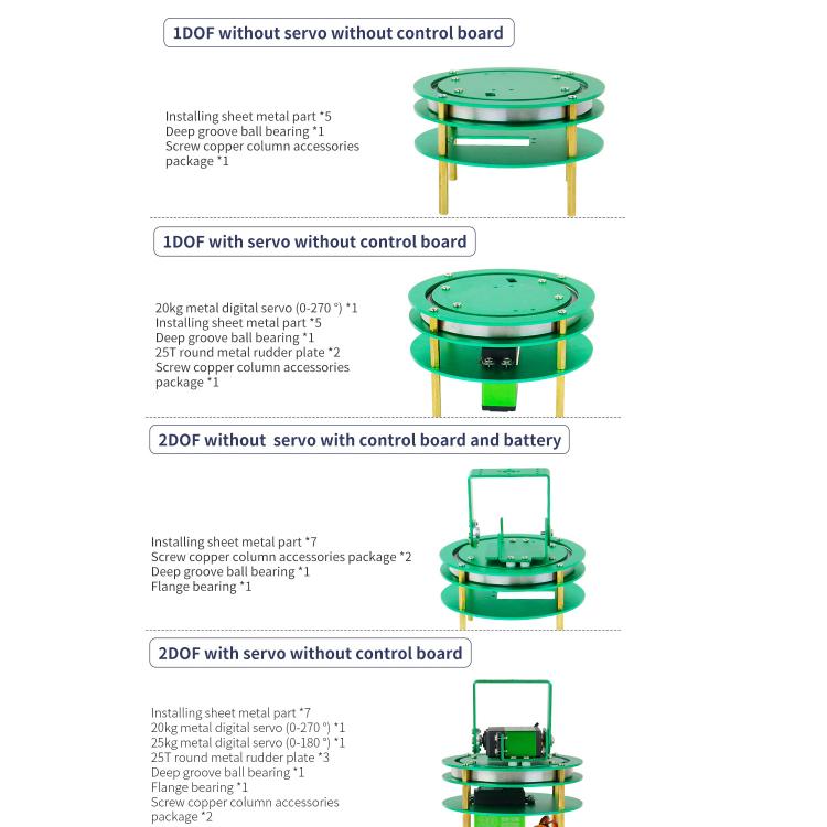 Piattaforma elettrica per robot auto, Yahboom 1DOF  Green, Yahboom 1DOF With Servo Green, Yahboom 2DOF Green, Yahboom 2DOF With Servo Green, Yahboom 1DOF Black, Yahboom 1DOF With Servo  Black, Yahboom 2DOF  Black, Yahboom 2DOF With Servo Black
