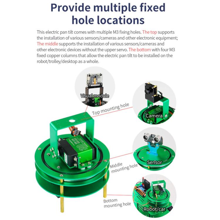 Piattaforma elettrica per robot auto, Yahboom 1DOF  Green, Yahboom 1DOF With Servo Green, Yahboom 2DOF Green, Yahboom 2DOF With Servo Green, Yahboom 1DOF Black, Yahboom 1DOF With Servo  Black, Yahboom 2DOF  Black, Yahboom 2DOF With Servo Black