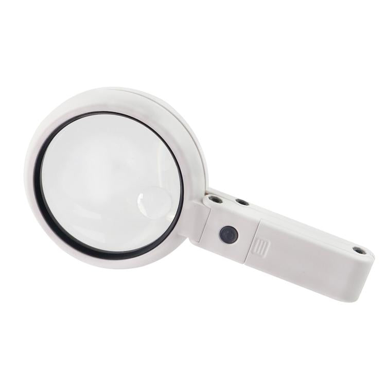90mm 10X Foldable Handheld Magnifying Glass With 8 LED Lights, 10X Handheld With 8 LED