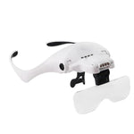 Lente d'ingrandimento da testa con luce LED e ricarica USB