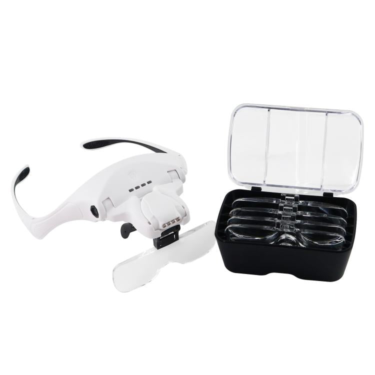 Lente d'ingrandimento da testa con luce LED e ricarica USB
