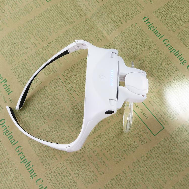 Lente d'ingrandimento da testa con luce LED e ricarica USB