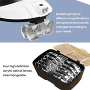 Dual LED Light Elderly Reading Head-Mounted Magnifying Glass With Replaceable Lenses For Repairing Presbyopic Glasses, 81001-G