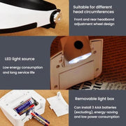 Dual LED Light Elderly Reading Head-Mounted Magnifying Glass With Replaceable Lenses For Repairing Presbyopic Glasses, 81001-G