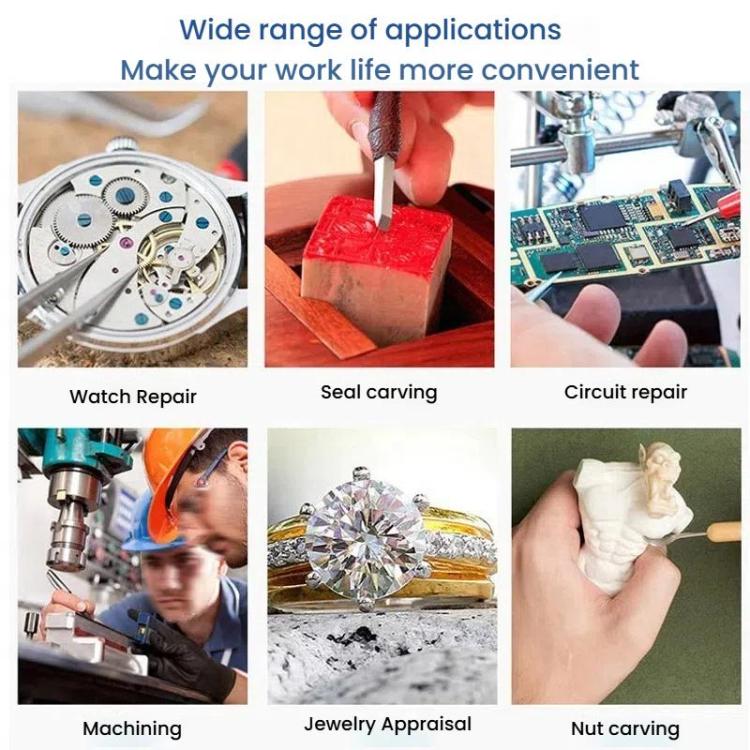 Dual LED Light Elderly Reading Head-Mounted Magnifying Glass With Replaceable Lenses For Repairing Presbyopic Glasses, 81001-G