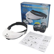 Dual LED Light Elderly Reading Head-Mounted Magnifying Glass With Replaceable Lenses For Repairing Presbyopic Glasses, 81001-G