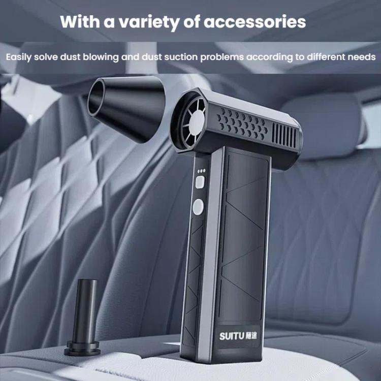 SUITU ST-8113 Ventilatore a turbina per esterni, soffiatore per polvere ad ioni di litio per uso domestico, asciugacapelli portatile, Blower Gray, Blower Black, Blower+Vacuum Cleaner Gray, Blower+Vacuum Cleaner Black