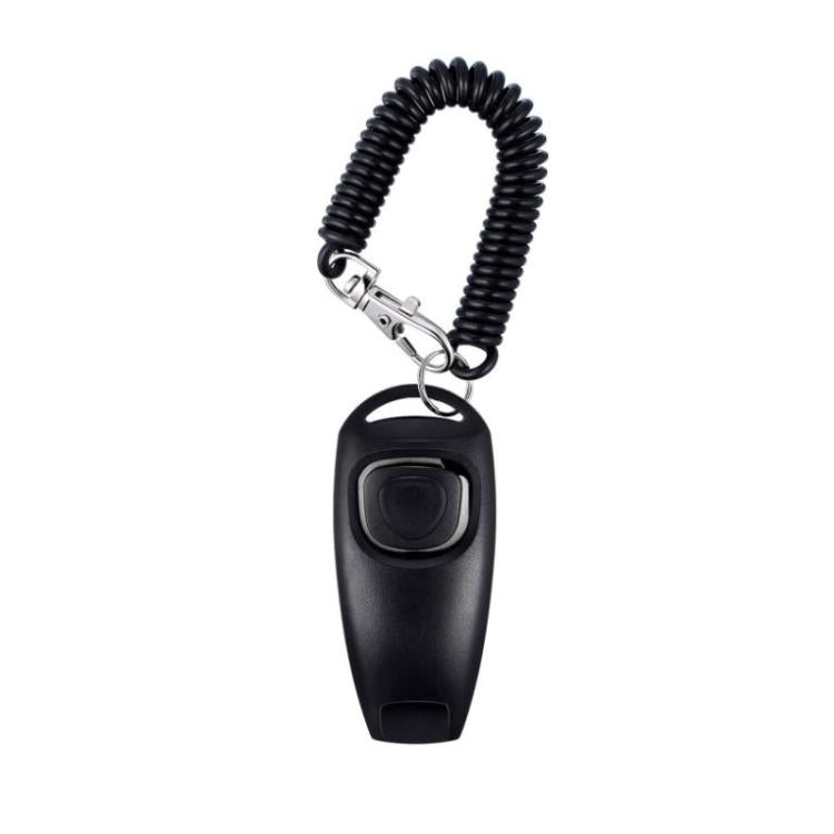 Clicker per addestramento cani 2 in 1 con fischietto e cinturino lungo per l'addestramento.