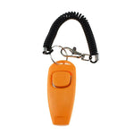 Clicker per addestramento cani 2 in 1 con fischietto e cinturino lungo per l'addestramento.