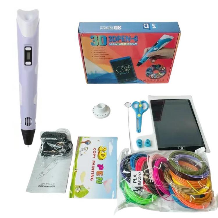 Hand-held 3D Printing Pen Kit with 20 Colors PLA Filament, Drawing Pad, Base, Scissors, Finger Guards, Art Book & Accessories, US Plug, UK Plug, EU Plug