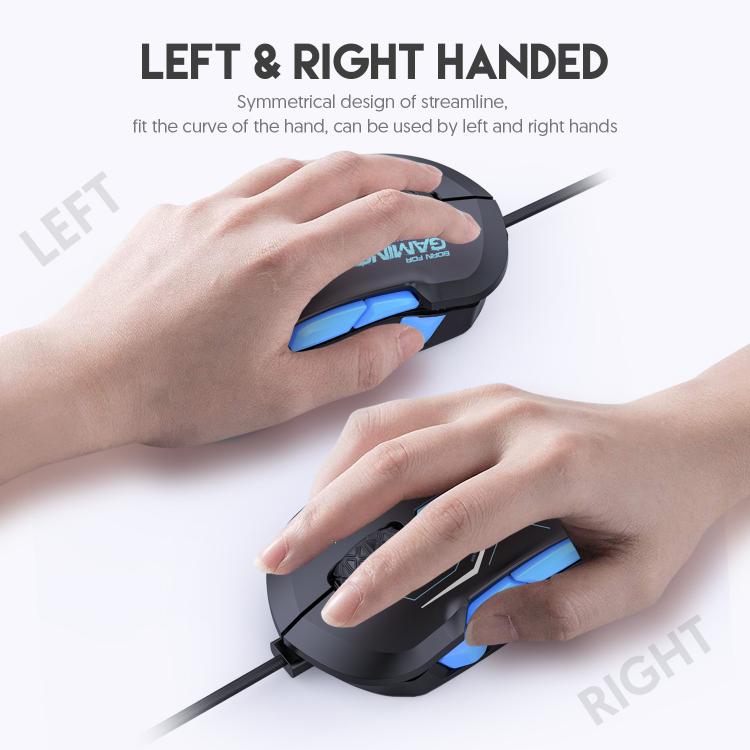 MKESPN 12800 DPI Ambidextrous Wired Gaming Mouse - 10 Programmable Buttons, RGB Customization, Symmetrical Design