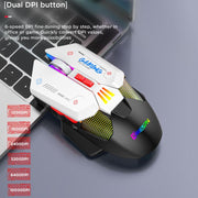 MKESPN Wired + 2.4G Dual Mode Gaming Mouse 10000 DPI Type-C Fast Charging RGB Light, Programmable Macros Mouse