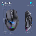 MKESPN W10 Tri-Mode Wireless Gaming Mouse 2400DPI with 9 Programmable Buttons, RGB Lighting, Type-C Rechargeable, W10