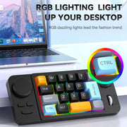 MKESPN  19-Key USB-C Wired Gaming Keyboard Macro Programmable Hot-Swappable Design with Control Knob & Joystick Scroll Wheel, K811  Black