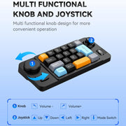MKESPN  19-Key USB-C Wired Gaming Keyboard Macro Programmable Hot-Swappable Design with Control Knob & Joystick Scroll Wheel, K811  Black