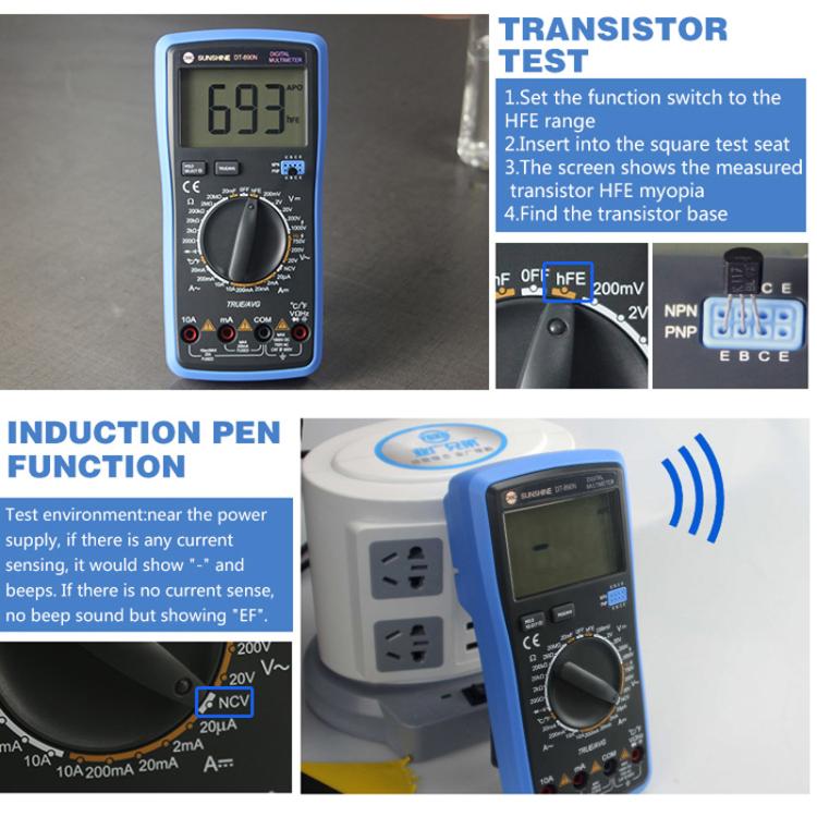 Multimetro digitale ad alta precisione, strumento di riparazione portatile con protezione contro le ustioni., DT-890N
