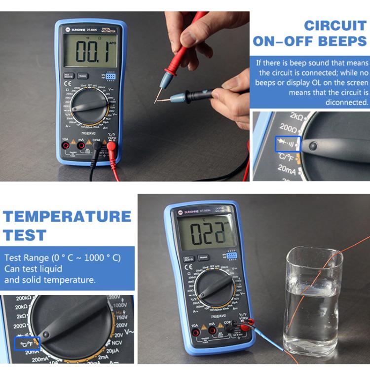 Multimetro digitale ad alta precisione, strumento di riparazione portatile con protezione contro le ustioni., DT-890N