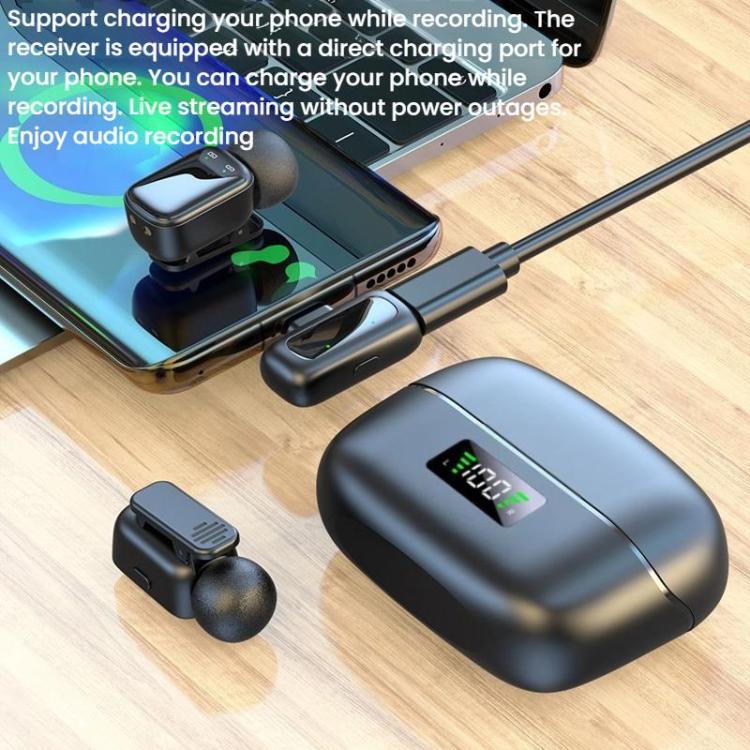 Microfono wireless doppio con clip e ricarica Type-C