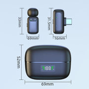 Microfono wireless doppio con clip e ricarica Type-C