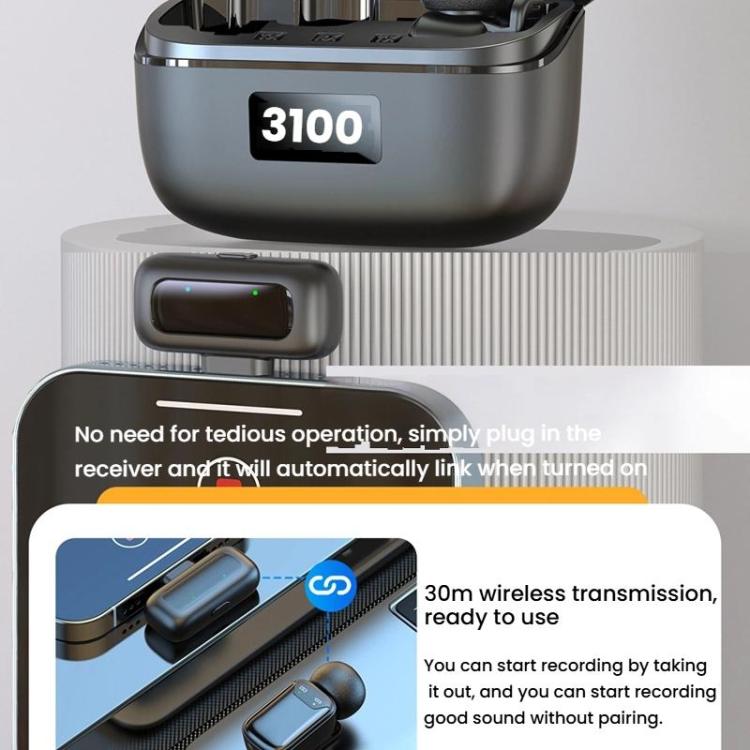 Microfono wireless doppio con clip e ricarica Type-C