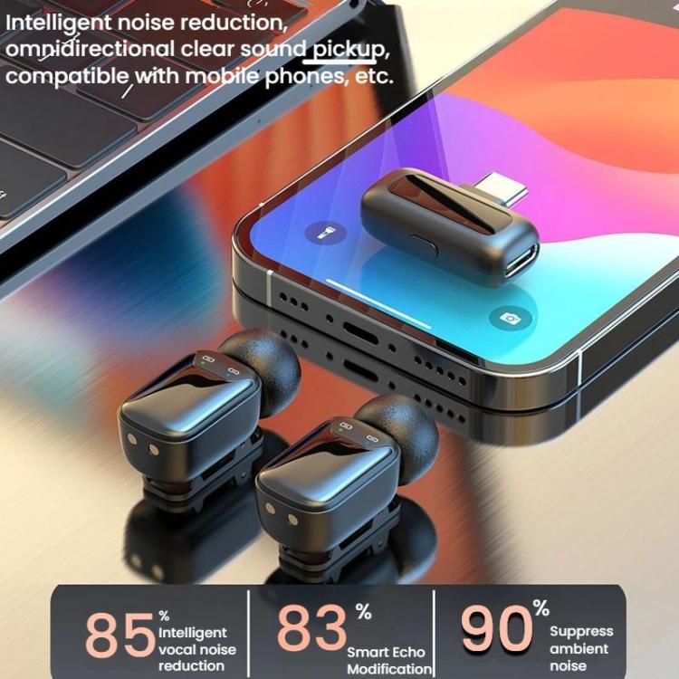 Microfono wireless doppio con clip e ricarica Type-C