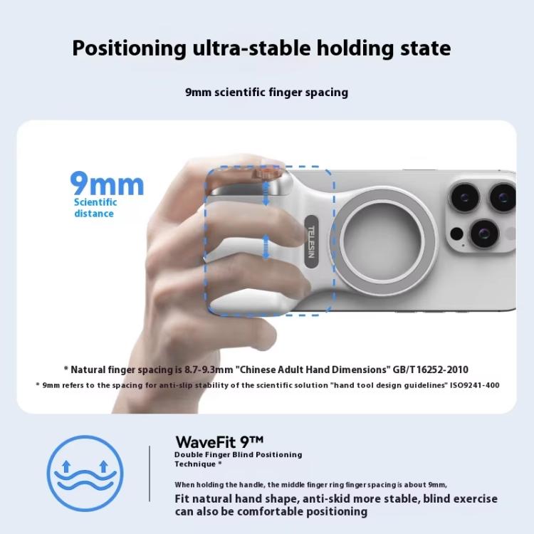 TELESIN P1-MP-10 Impugnatura magnetica per fotocamera con telecomando Bluetooth e controllo remoto per smartphone., P1-MP-10 White, P1-MP-10 Black