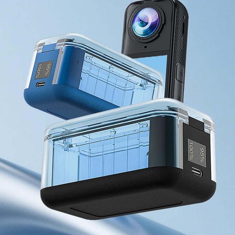 Caricabatterie rapido Insta360 X5 con custodia doppia