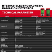 HABOTEST HT628B Multi-Field EMF Meter Rechargeable Electromagnetic Radiation Tester, HT628B