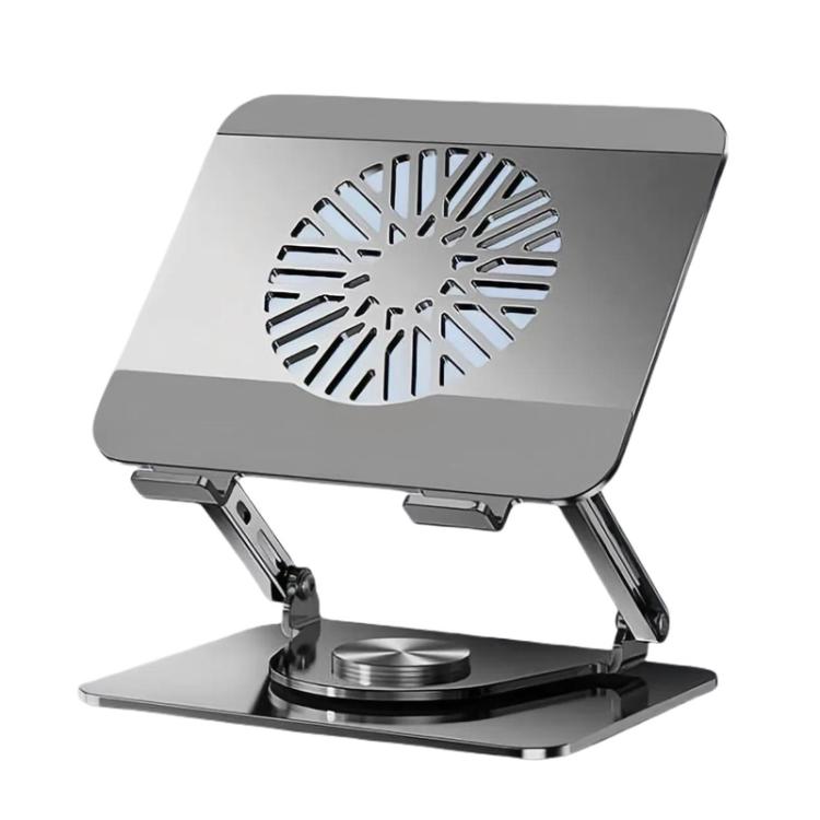 360 Rotating Laptop Stand Foldable Metal Desk Holder For 17.3 Inch Laptops Tablets, Standard Gray, Standard Silver, With Magnetic Cooling Fan Gray, With Magnetic Cooling Fan Silver, With RGB Cooling Fan Gray, With RGB Cooling Fan Silver