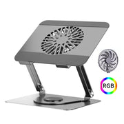 360 Rotating Laptop Stand Foldable Metal Desk Holder For 17.3 Inch Laptops Tablets, Standard Gray, Standard Silver, With Magnetic Cooling Fan Gray, With Magnetic Cooling Fan Silver, With RGB Cooling Fan Gray, With RGB Cooling Fan Silver