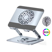 360 Rotating Laptop Stand Foldable Metal Desk Holder For 17.3 Inch Laptops Tablets, Standard Gray, Standard Silver, With Magnetic Cooling Fan Gray, With Magnetic Cooling Fan Silver, With RGB Cooling Fan Gray, With RGB Cooling Fan Silver