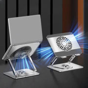 360 Rotating Laptop Stand Foldable Metal Desk Holder For 17.3 Inch Laptops Tablets, Standard Gray, Standard Silver, With Magnetic Cooling Fan Gray, With Magnetic Cooling Fan Silver, With RGB Cooling Fan Gray, With RGB Cooling Fan Silver