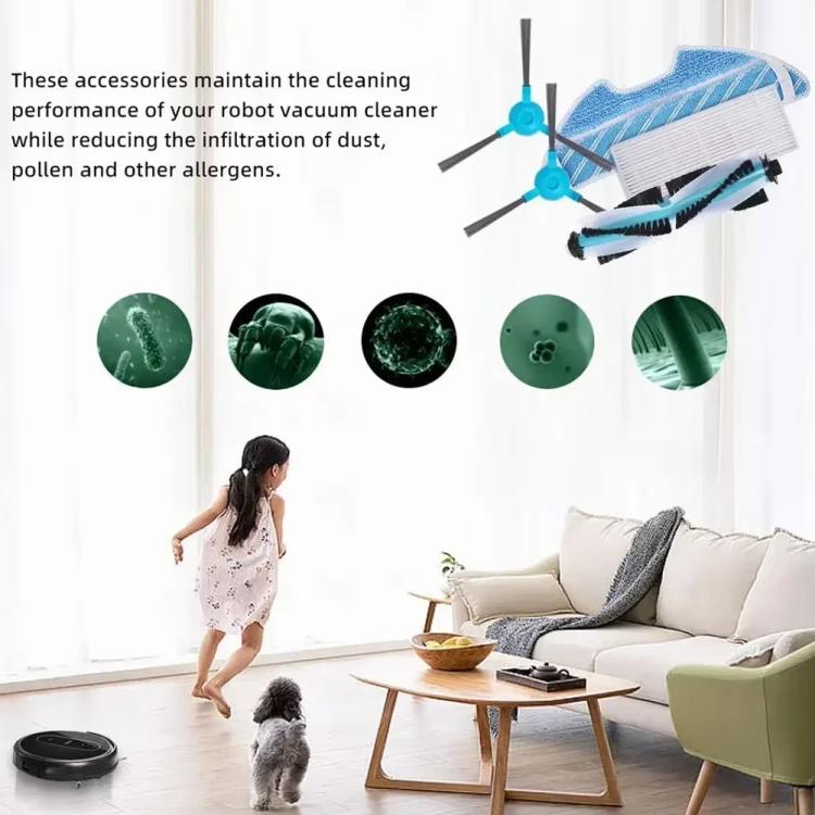 Ricambi per robot aspirapolvere Conga 1290/1390, Main Brush, 2pairs Side Brush, 2pcs Filter, 2pcs Mop Pad