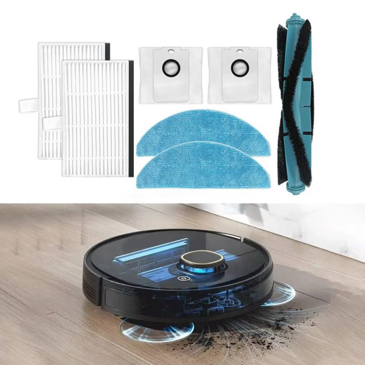 For Conga 7490 Robot Vacuum Replacement Parts, Main Brush, 2pcs Side Brush, 2pcs Mop Pad, 2pcs Dust Bag, 2pcs Filter