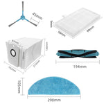 Ricambi per l'aspirapolvere robot Conga 7490, Main Brush, 2pcs Side Brush, 2pcs Mop Pad, 2pcs Dust Bag, 2pcs Filter