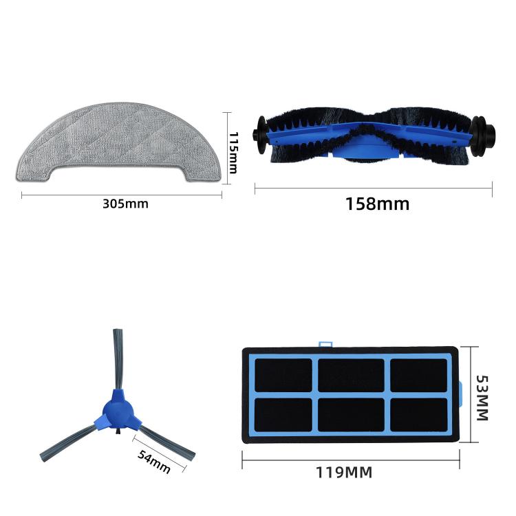 Ricambio per robot aspirapolvere Proscenic 850T, 2pairs Side Brush, 2pcs Filter, Main Brush, Mop Pad