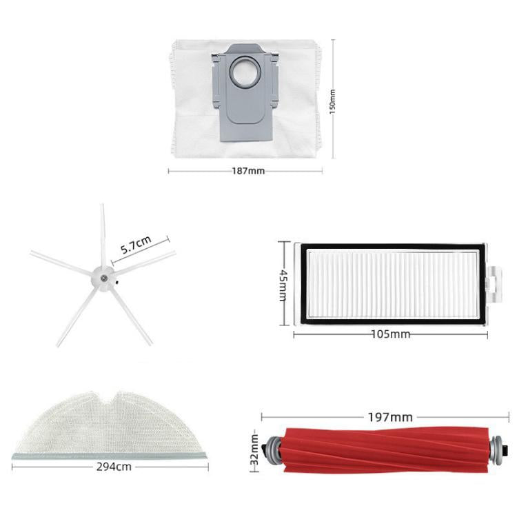 Ricambio per robot aspirapolvere Roborock T8 Plus / Q7 Max, Main Brush, 4pcs Side Brush, 2pcs Filter, 2pcs Mop Pad