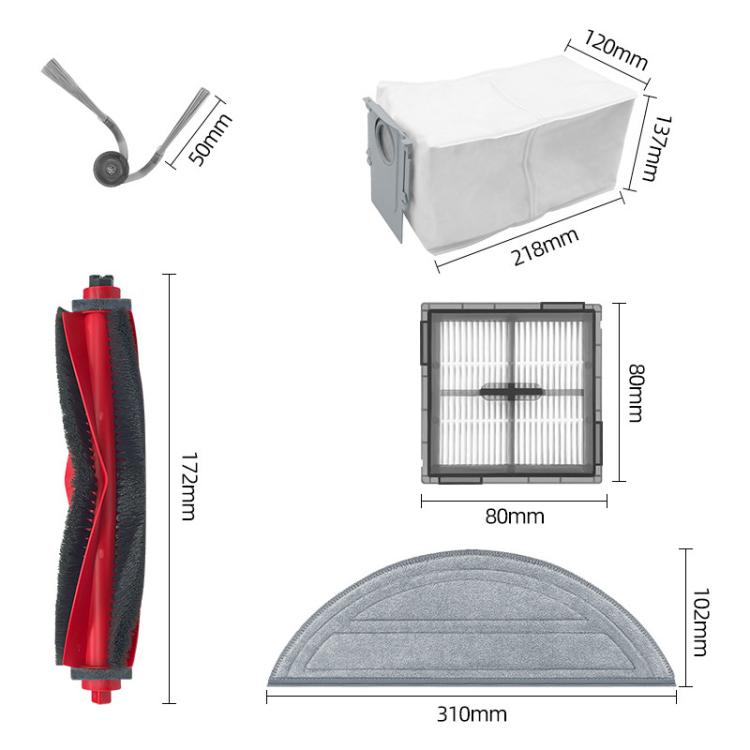 Ricambio per l'aspirapolvere robot Roborock Q10 S5, Main Brush, 2pcs Filter, 4pcs Side Brush, 2pcs Mop Pad, 2pcs Dust Bag