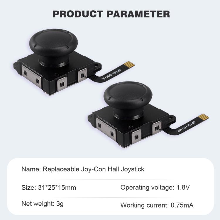 Joystick a effetto Hall per Nintendo Switch/OLED/Lite Joy-Con, stick analogico elettromagnetico senza deriva, Black, Set 1, Set 2