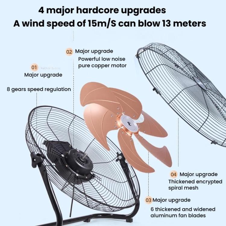 Potente ventilatore da pavimento ad alta potenza, ventilatore elettrico industriale, spina CN, 12 inch 4 Gears 5 Blades, 14 inch 4 Gears 5 Blades, 16 inch 8 Gears 6 Blades, 18 inch 8 Gears 6 Blades, 20 inch 8 Gears 6 Blades